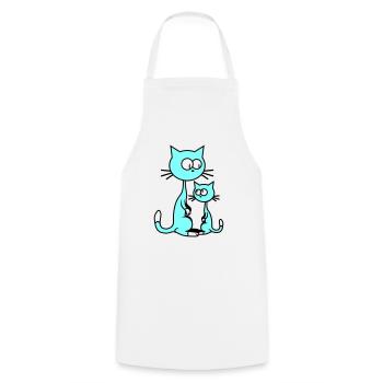 2 chats curieux à l’air drôle maman papa enfant - Tablier de cuisine - blanc - Devant - AI Model Male 185 dark (185cm)