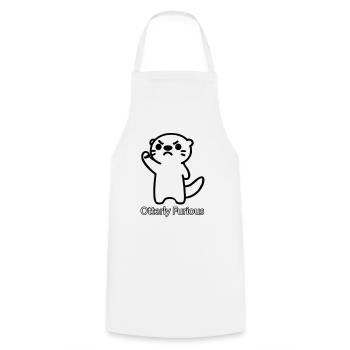 Angry Otter raising his fist - Otterly Furious - Cooking Apron - white - Front - AI Model Male 185 dark (185cm)