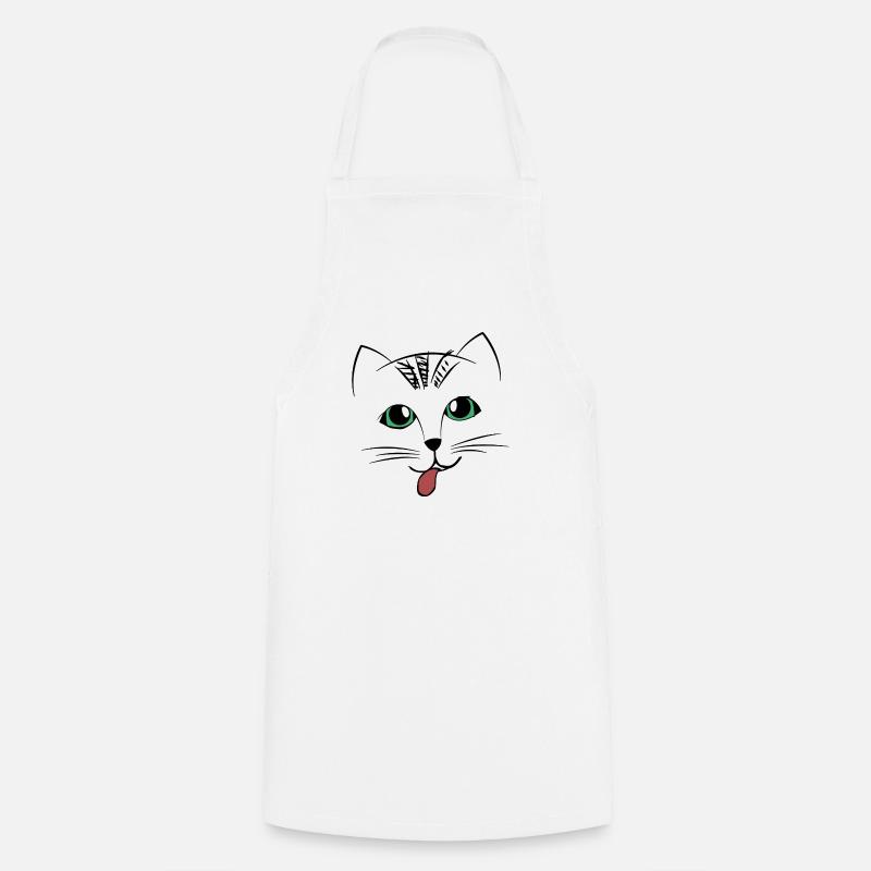 Visage de chat doux avec la langue - Tablier de cuisine - blanc