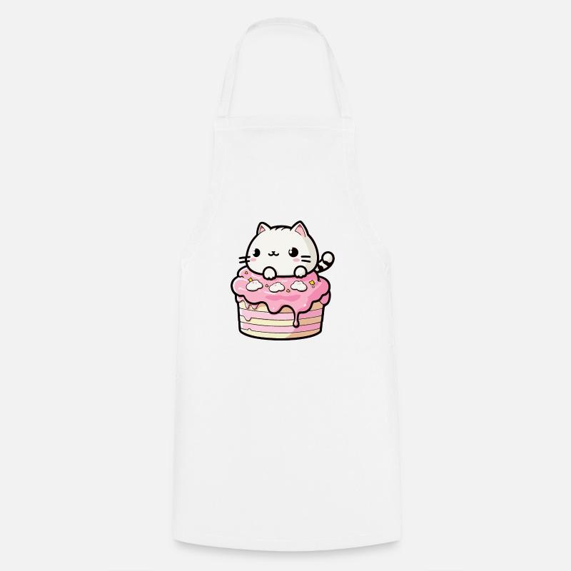 Cute cat cake - Cooking Apron - white