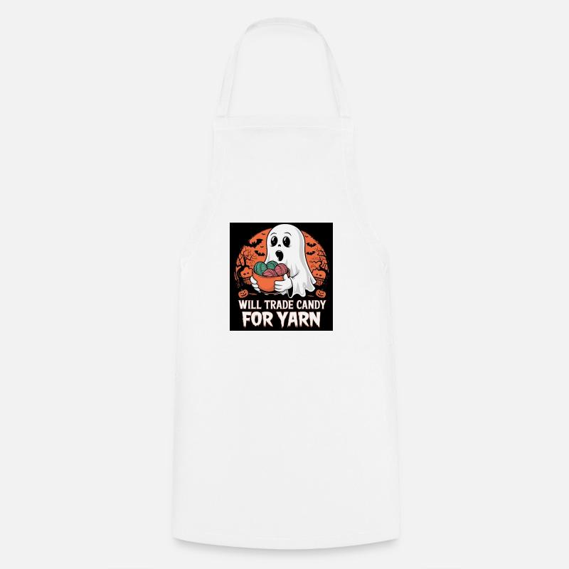 WILL TRADE CANDY FOR YARN - Cooking Apron - white