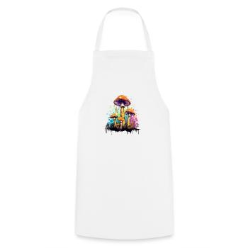 Psycho Mushrooms - Cooking Apron - white - Front - AI Model Male 185 dark (185cm)