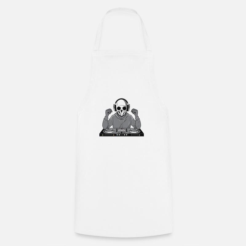 DJ Skull Face - Cooking Apron - white