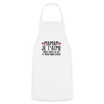 Maman je t'aime pour toute la vie - Tablier de cuisine - blanc - Devant - AI Model Male 185 dark (185cm)