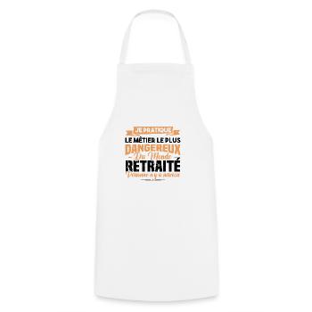 Le métier le plus dangereux du monde retraité - Tablier de cuisine - blanc - Devant - AI Model Male 185 dark (185cm)