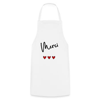 MERCI. THANKS. THANK YOU. ANNIVERSAIRE. NAISSANCE. - Tablier de cuisine - blanc - Devant - AI Model Male 185 dark (185cm)