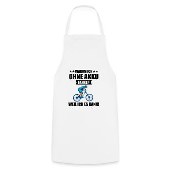 Why am I driving without a battery? Mountain Bike Gift - Cooking Apron - white - Front - AI Model Male 185 dark (185cm)