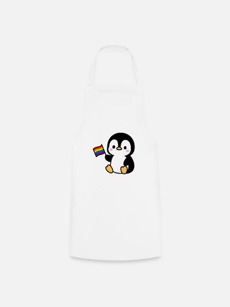 Pinguin mit Regenbogenfahne - Kochschürze - Weiß