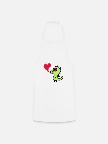 Dragon amoureux avec coeur 3 - Tablier de cuisine - blanc