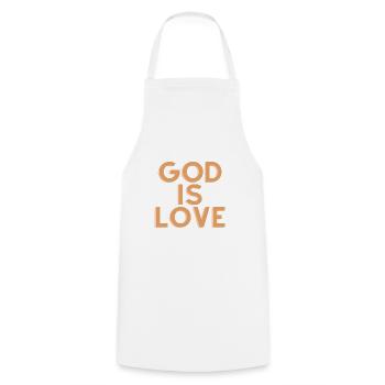 God Is Love - Christian Quote - Cooking Apron - white - Front - AI Model Male 185 dark (185cm)