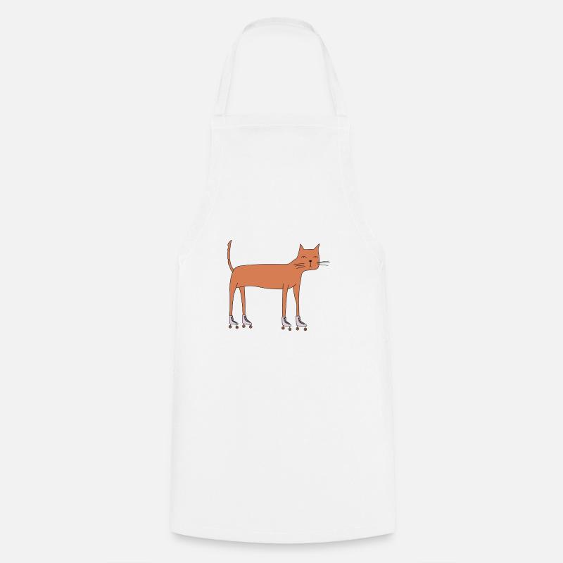 Chat sur roller quad - Tablier de cuisine - blanc
