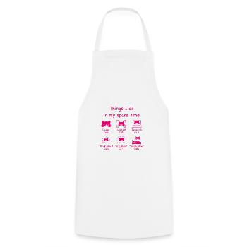 Katzen, Katzen, Katzen (pink) - Kochschürze - Weiß - Vorne - AI Model Male 185 dark (185cm)