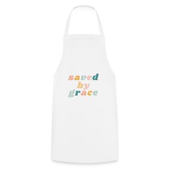 Sauvé par la grâce - Happy Colorful Vibe Christian - Tablier de cuisine - blanc - Devant - AI Model Male 185 dark (185cm)