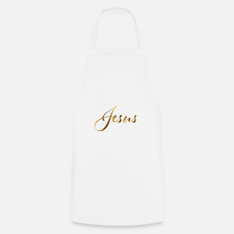 Jesus lettering gold - Cooking Apron - white