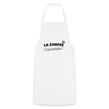 Tablier personnalisé 🍴 La cheffe c'est MARRAINE ! - Tablier de cuisine - blanc - Devant - AI Model Male 185 dark (185cm)