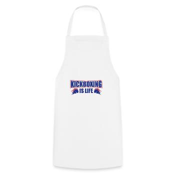 Kickboxing is life - Cooking Apron - white - Front - AI Model Male 185 dark (185cm)