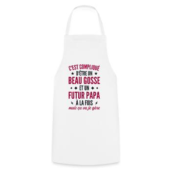 Bogosse and future dad - Cooking Apron - white - Front - AI Model Male 185 dark (185cm)
