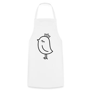 Spatz mit Krone – Niedlicher Vogel Cartoon Motiv - Kochschürze - Weiß - Vorne - AI Model Male 185 dark (185cm)