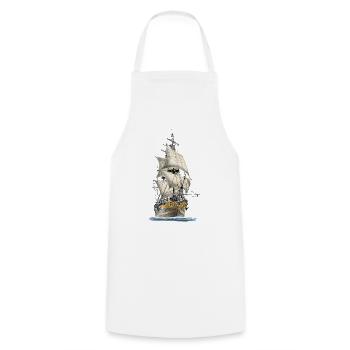 sailing ship - Cooking Apron - white - Front - AI Model Male 185 dark (185cm)
