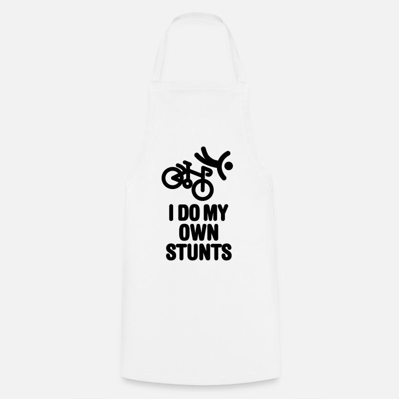 I do my own stunts - racing bicycle - Cooking Apron - white