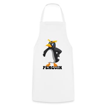 Bold Yellow Eyebrow Penguin - Cooking Apron - white - Front - AI Model Male 185 dark (185cm)