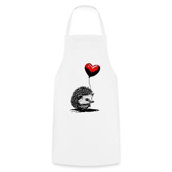 Hedgehog with Heart Balloon - Heartful Creatures - Cooking Apron - white - Front - AI Model Male 185 dark (185cm)