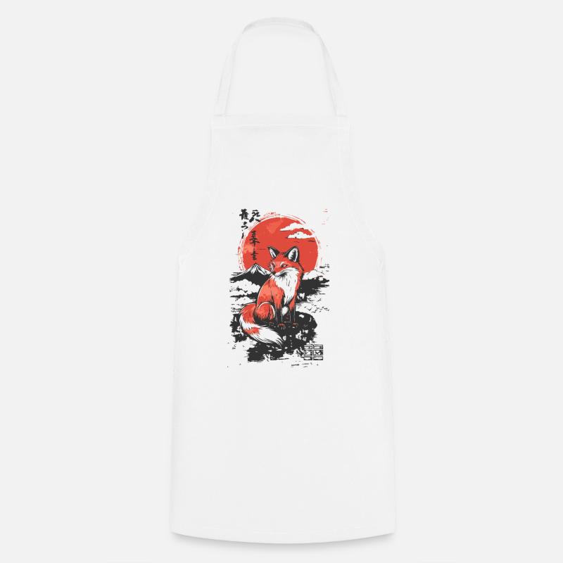 Fuchs Kitsune japanischer Stil - Kochschürze - Weiß