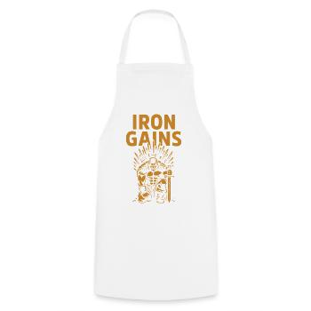 Iron Gains Warrior - Cooking Apron - white - Front - AI Model Male 185 dark (185cm)