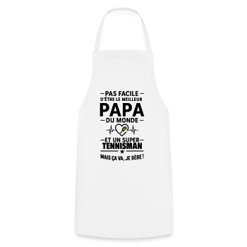 Heart + Tennis – Super Dad Tennis Player - Cooking Apron - white - Front - AI Model Male 185 dark (185cm)