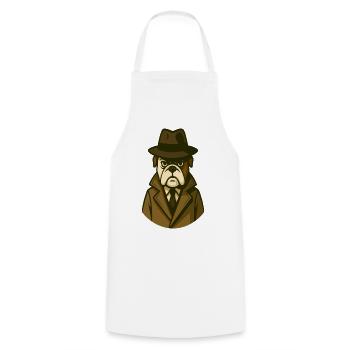 Détective Bouledogue en trench-coat classique du noir - Tablier de cuisine - blanc - Devant - AI Model Male 185 dark (185cm)