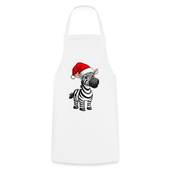 Noël des zèbres - Tablier de cuisine - blanc - Devant - AI Model Male 185 dark (185cm)