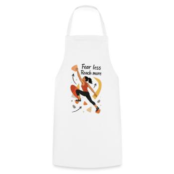 Motivation pour le bloc – Moins de peur. Atteindre plus de portes. - Tablier de cuisine - blanc - Devant - AI Model Male 185 dark (185cm)