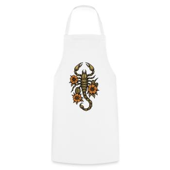 Scorpion ancien avec des fleurs - Tablier de cuisine - blanc - Devant - AI Model Male 185 dark (185cm)