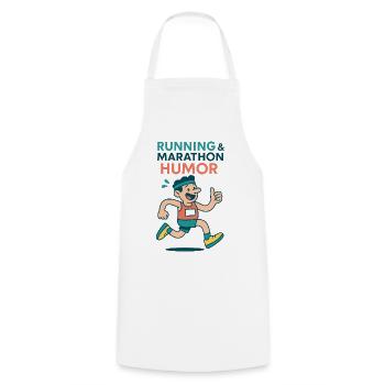 Funny Runner Cartoon Marathon Humor - Cooking Apron - white - Front - AI Model Male 185 dark (185cm)