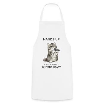 Hands Up It Is An Attack On Your Heart - Cooking Apron - white - Front - AI Model Male 185 dark (185cm)