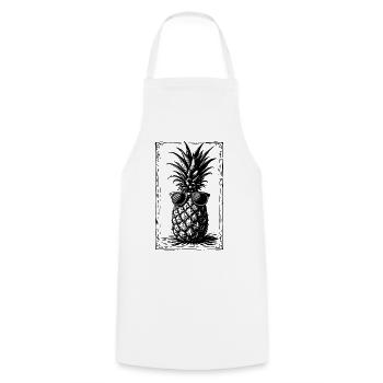 Cool Pineapple with Sunglasses - Cooking Apron - white - Front - AI Model Male 185 dark (185cm)