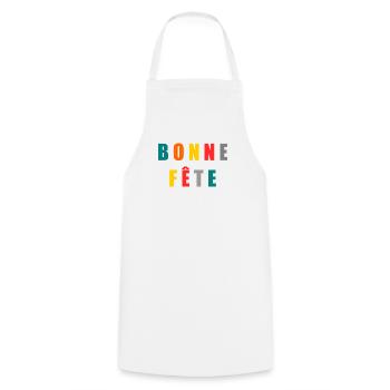 BONNE FÊTE. FÊTE DES MÈRES. FÊTE DES PÈRES. FÊTE - Tablier de cuisine - blanc - Devant - AI Model Male 185 dark (185cm)