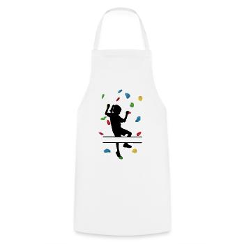 Climbing Wall Girl – Custom Climber - Cooking Apron - white - Front - AI Model Male 185 dark (185cm)