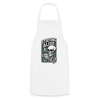 Caffeine Skeleton Stay Awake - Cooking Apron - white - Front - AI Model Male 185 dark (185cm)
