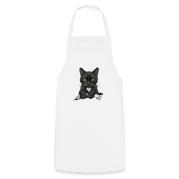Black Cat Banner Art - Cooking Apron - white - Front - AI Model Male 185 dark (185cm)