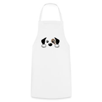 Regard curieux de chien câlin - Tablier de cuisine - blanc - Devant - AI Model Male 185 dark (185cm)