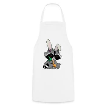 Snuggles the raccoon in a bunny costume with carrot - Cooking Apron - white - Front - AI Model Male 185 dark (185cm)
