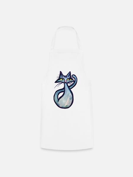 Schnurrbart-Aquarellkatze - Kochschürze - Weiß