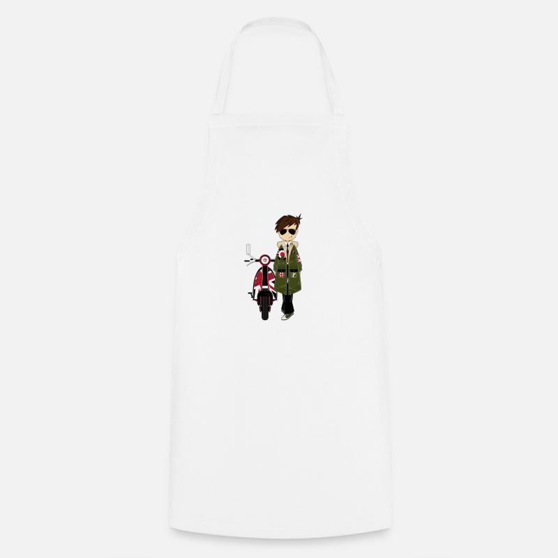 Mod Boy & Retro Scooter - Cooking Apron - white