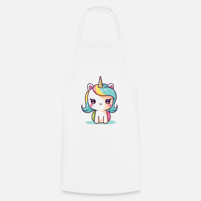 Regenbogen-Einhorn - Kochschürze - Weiß