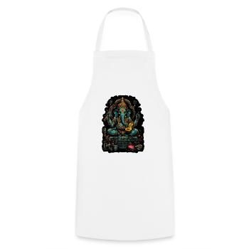 Neon - Ganesha - Elephant God - Instruments - pos - Kochschürze - Weiß - Vorne - AI Model Male 185 dark (185cm)