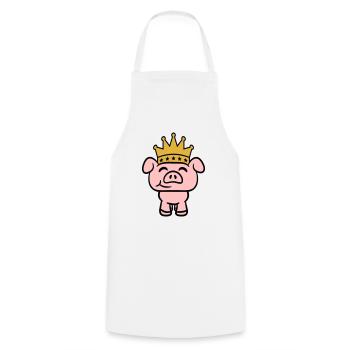 Pig King Queen Crown Prince Princess - Cooking Apron - white - Front - AI Model Male 185 dark (185cm)