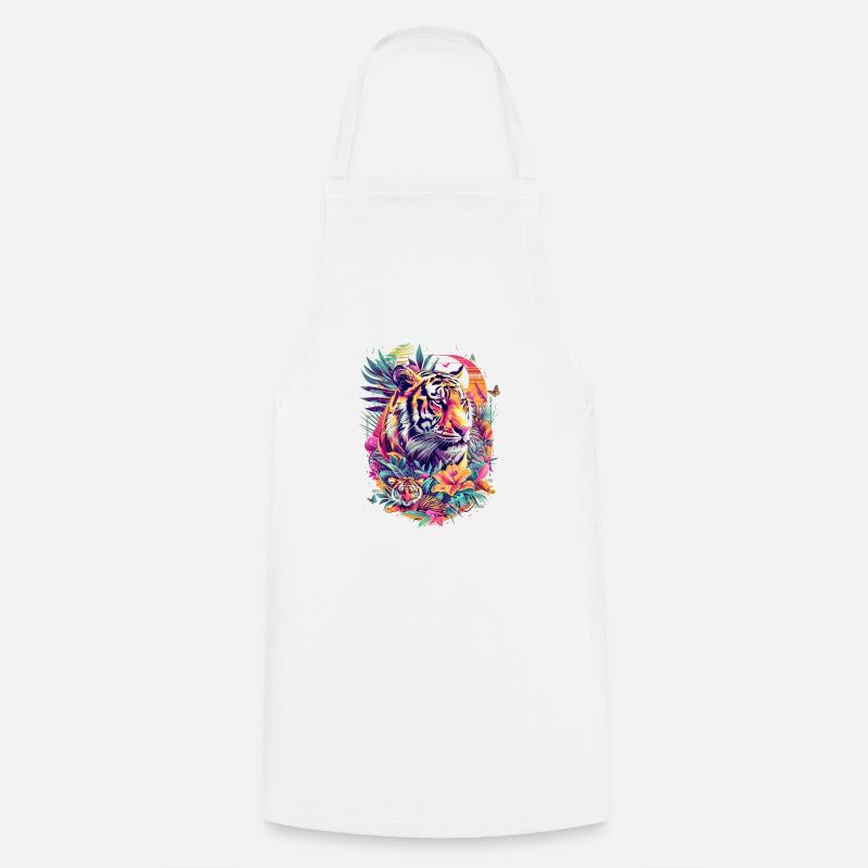 Tiger Design - Cooking Apron - white