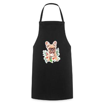 French Bulldog - Cooking Apron - black - Front - AI Model Male 185 dark (185cm)