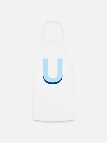 Pop und moderner blauer U-Buchstabe - Kochschürze - Weiß
